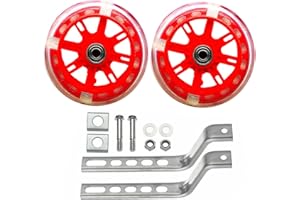 BWWNBY Bicycle Training Wheels for Kids Bike, Universal Bicycle Wheels, Children's Bicycles Adjustable Stabiliser Support Wheels for 12 14 16 18 20 inch Single Speed Bicycle (COLOR:Red)