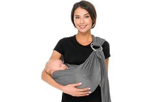 CUBY Water Baby Sling Carrier Lightweight Breathable Mesh Baby Ring Slings, Adjustable Quick-Drying Ring Sling Baby Carrier for Newborn Kids Toddlers Summer Swimming Pool Beach(Light Gray)
