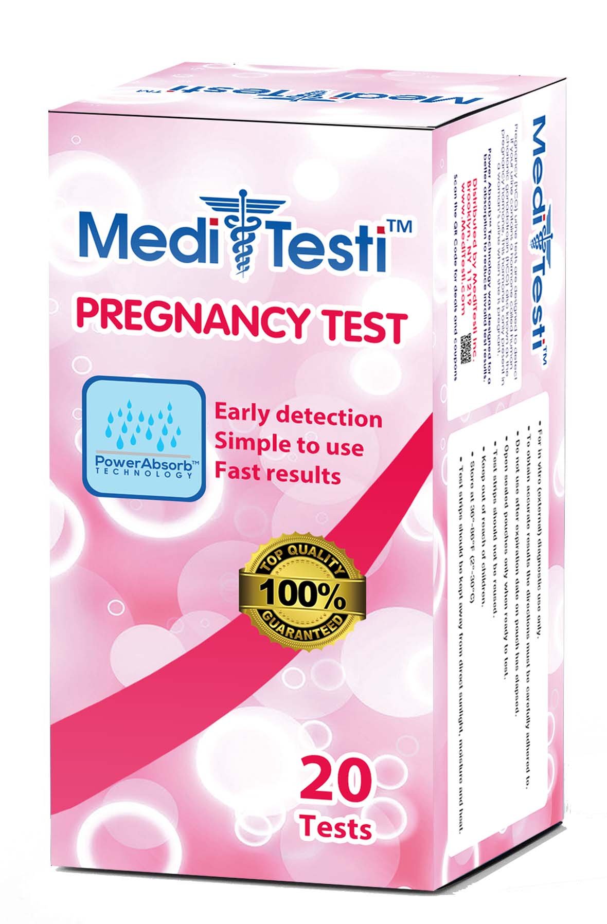 MediTesti Pregnancy Test Early Detection with Power Absorb Technology Includes 20 Pregnancy