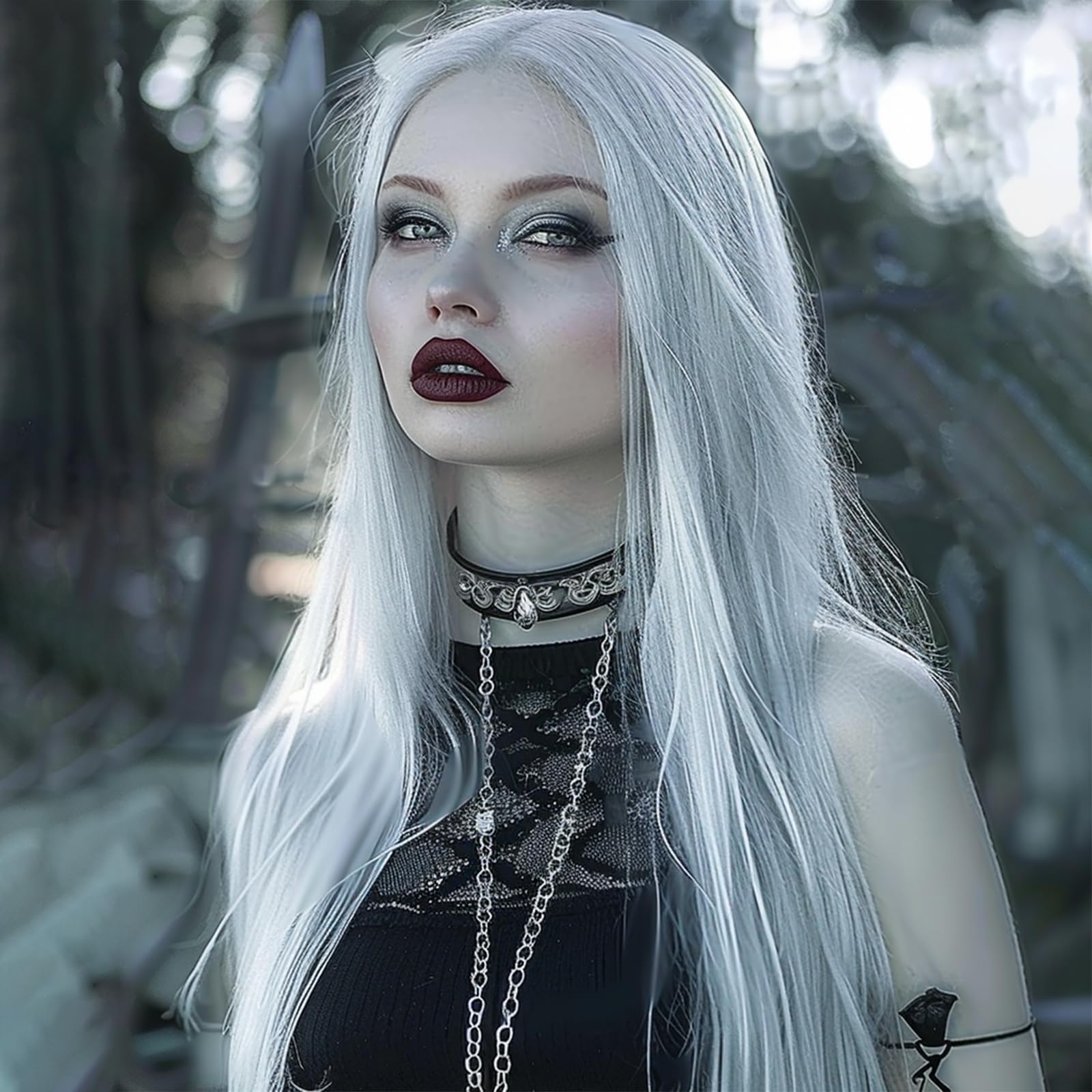 BERRYLION Long Straight Wigs for Women - Synthetic Wigs for Black Women, 28inch (White) — image 1