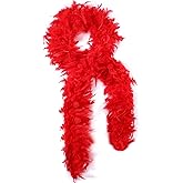SOGUGOM Red 35g Feather Boas - 2 Yards Boa Feathers for Party, Wedding, Centerpieces, Concert, Costume and Christmas Tree(Red)