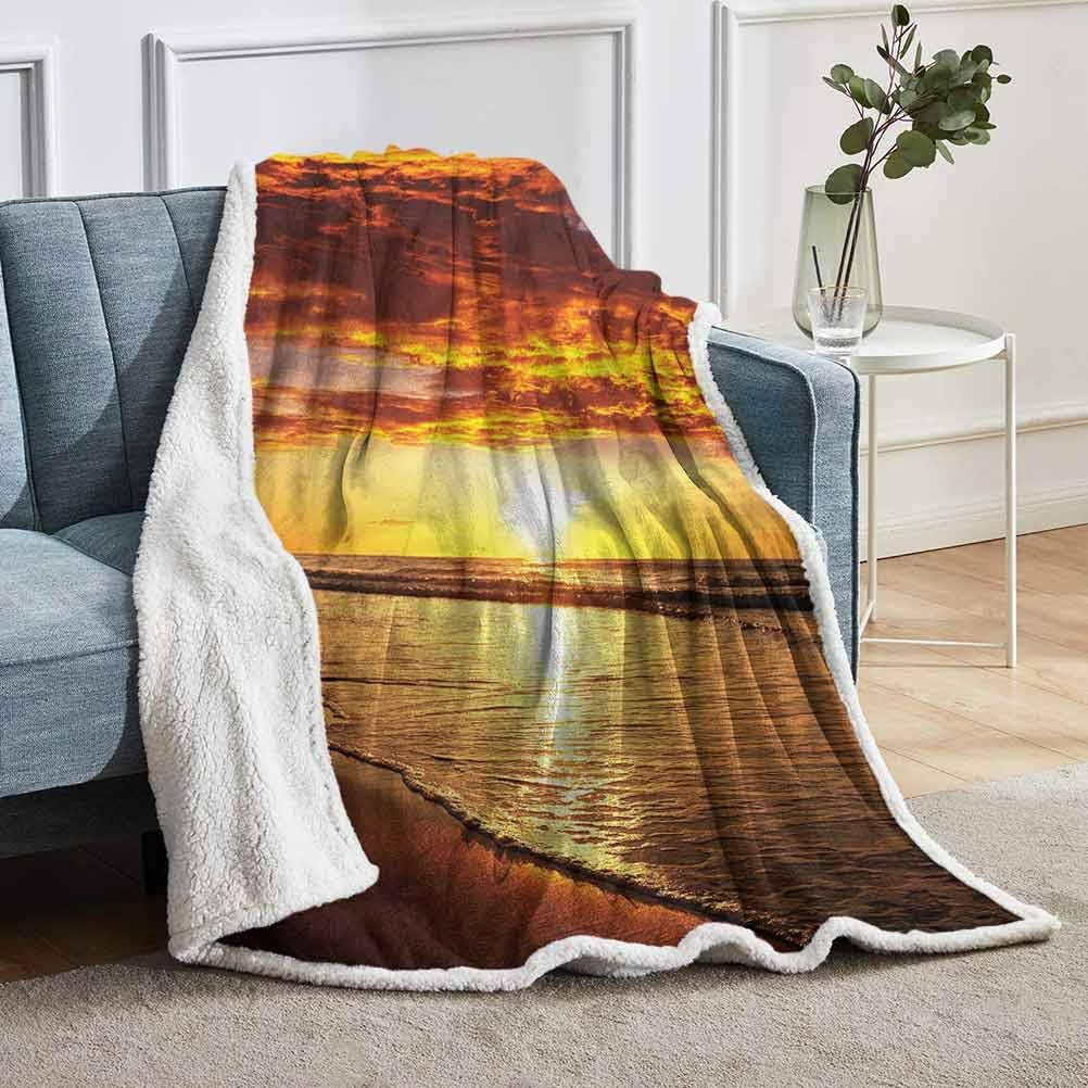 YUAZHOQI Hawaiian Blankets and Throws Beach Sunset Coast Reversible All
