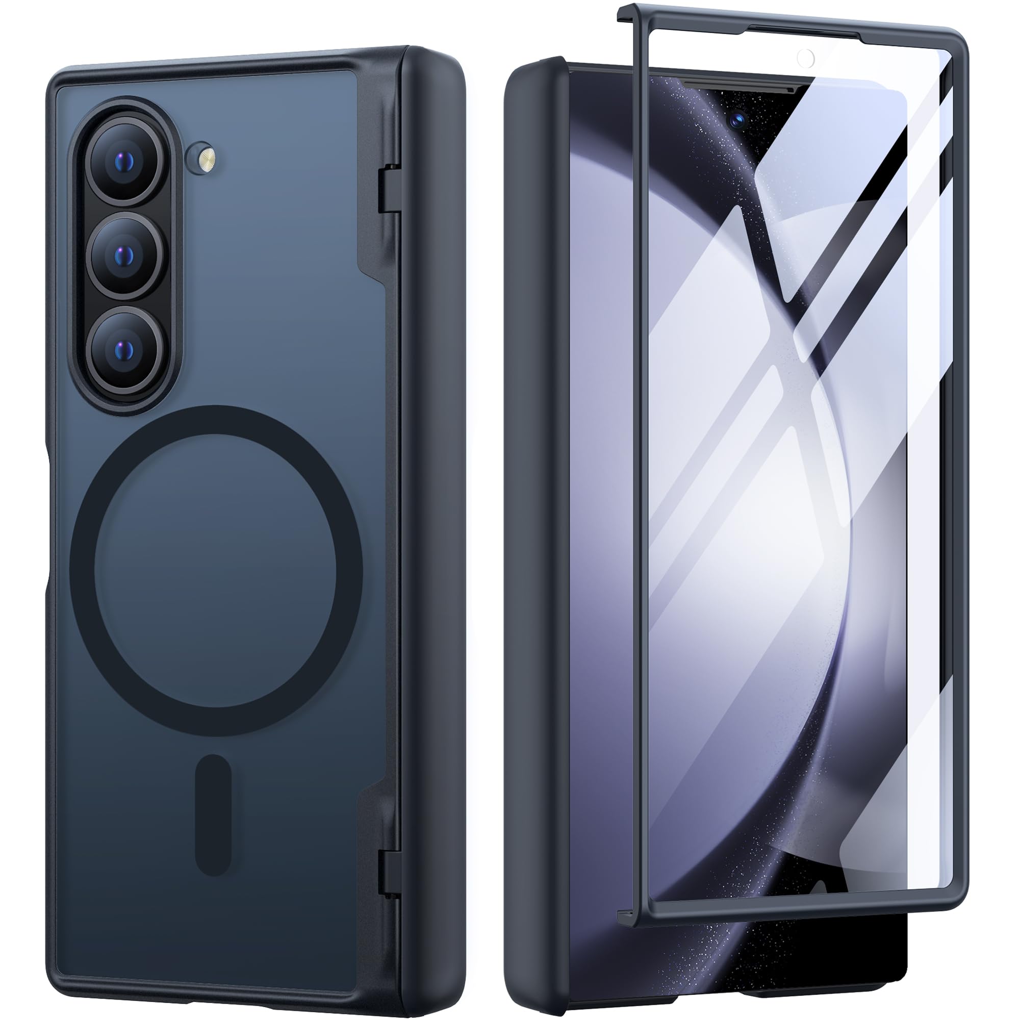 Photo 1 of MOBOSI for Samsung Galaxy Z Fold 6 Case Magnetic Hinge Protection, [Compatible with Magsafe], Fold6 Slim Case Built-in Front Screen Protector, Full Body Rugged Shockproof Phone Case Zfold 6 2024 Black