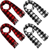 Bencailor 4 Pcs Kids Winter Scarf Kids Buffalo Plaid Scarves Christmas Warm Shawls Scarves Parent Child Scarf for Boys Girls