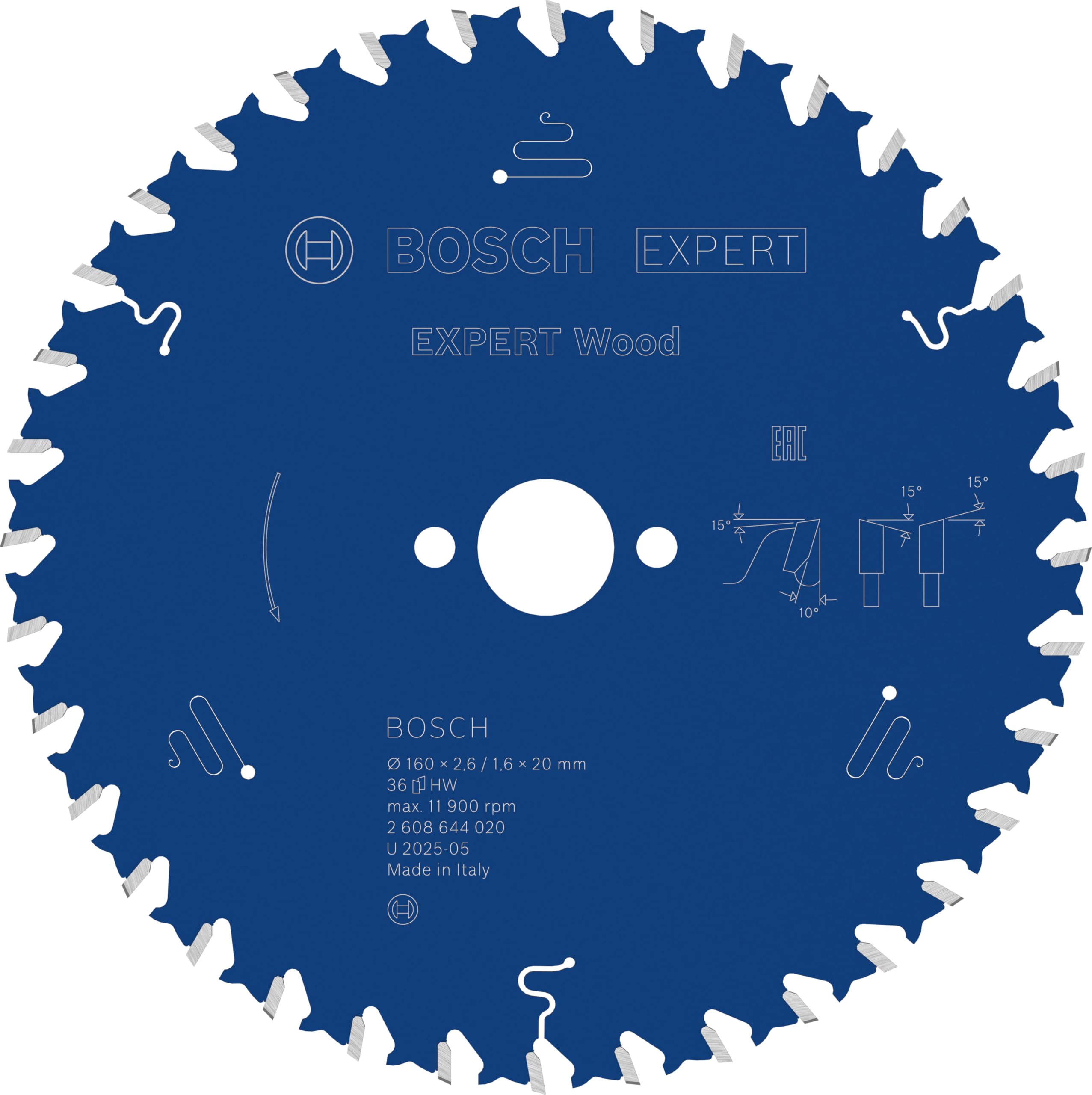 Bosch 1x EXPERT Wood Corded Circular Saw Blade for Handheld Circular Saw (for Softwood, Hardwood, Ø mm, Professional Accessory Hand-Held Corded Circular Saws)