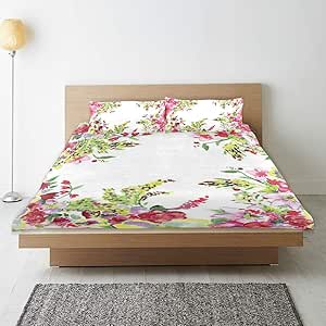 MANISENG Bedding Juego de Funda de Edredón,Sauce Rizado Fresco y Dalia
