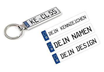 Schlüsselanhänger mit Ihrem KFZ-Kennzeichen und TÜV Plakette Aufkleber personalisiert Geschenk Mann Frau Freund Freundin Mama