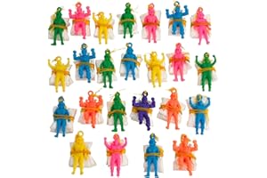 Kicko Mini Vinyl Paratroopers - Pack of 24-1.75 Inch Parachute Men - Assorted Colors Cool Airborne Army Guys Action Figures - for Kids, Boy or Girl Party Favors, Bag Stuffers, Fun Toy Prize