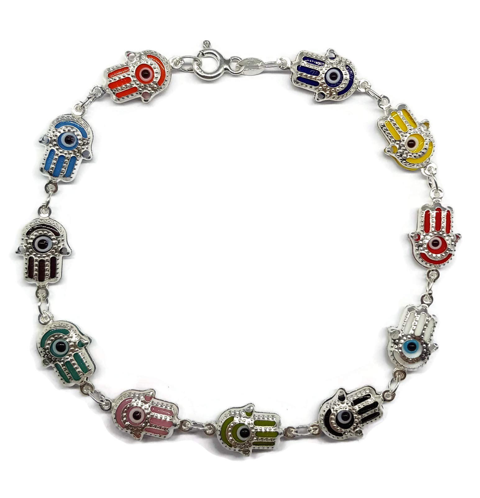 MYSTIC JEWELS By Dalia - 925 Sterling Silver - Evil Eye with Fatima Hand - 19 cm