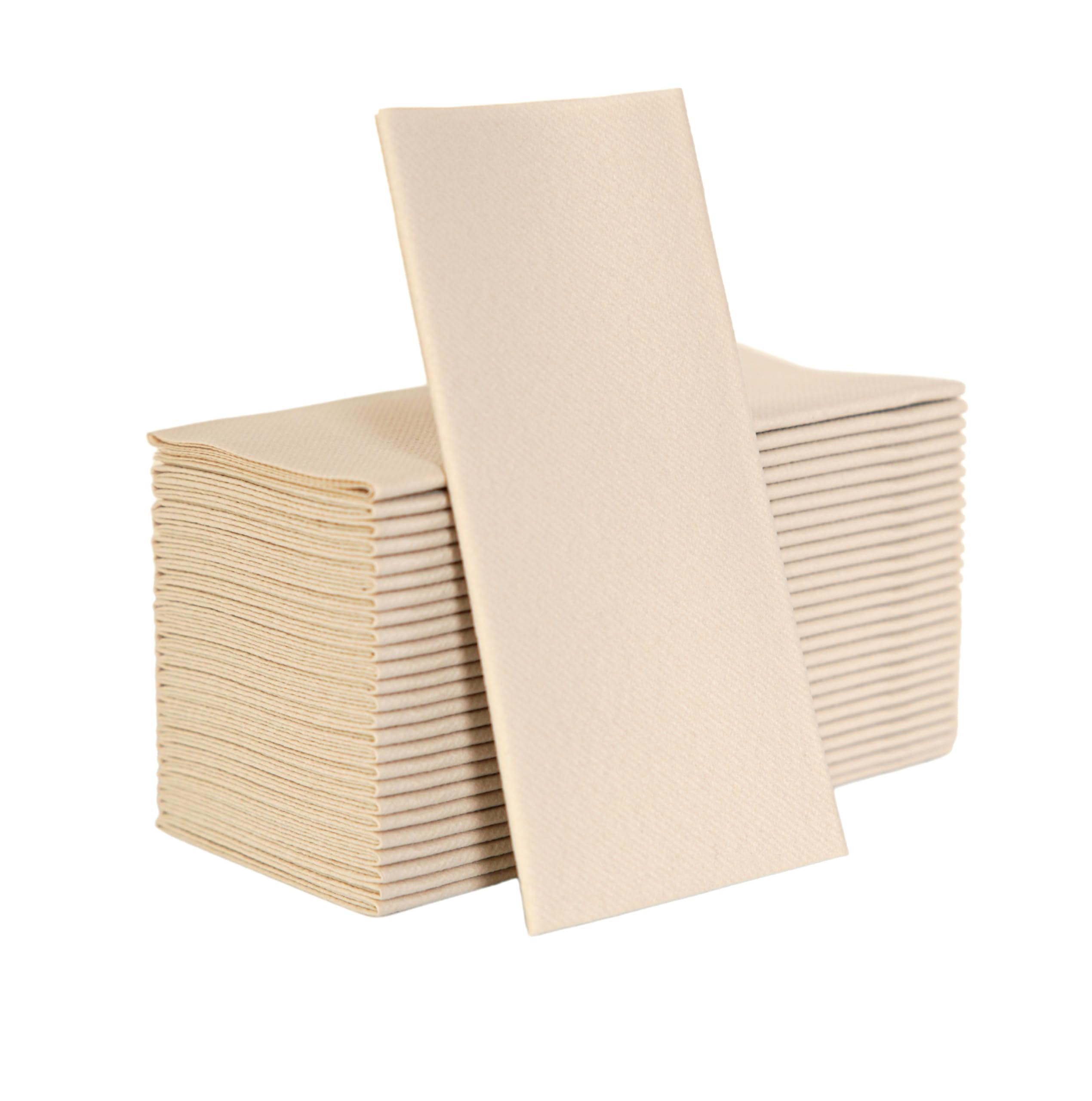 Photo 1 of Beige Paper Napkins | Linen Feel Guest Disposable Cloth Like Dinner Napkins | Hand Towels | Soft, Absorbent, Paper Hand Napkins for Kitchen, Bathroom, Parties, Weddings, Dinners | 50 Pack
