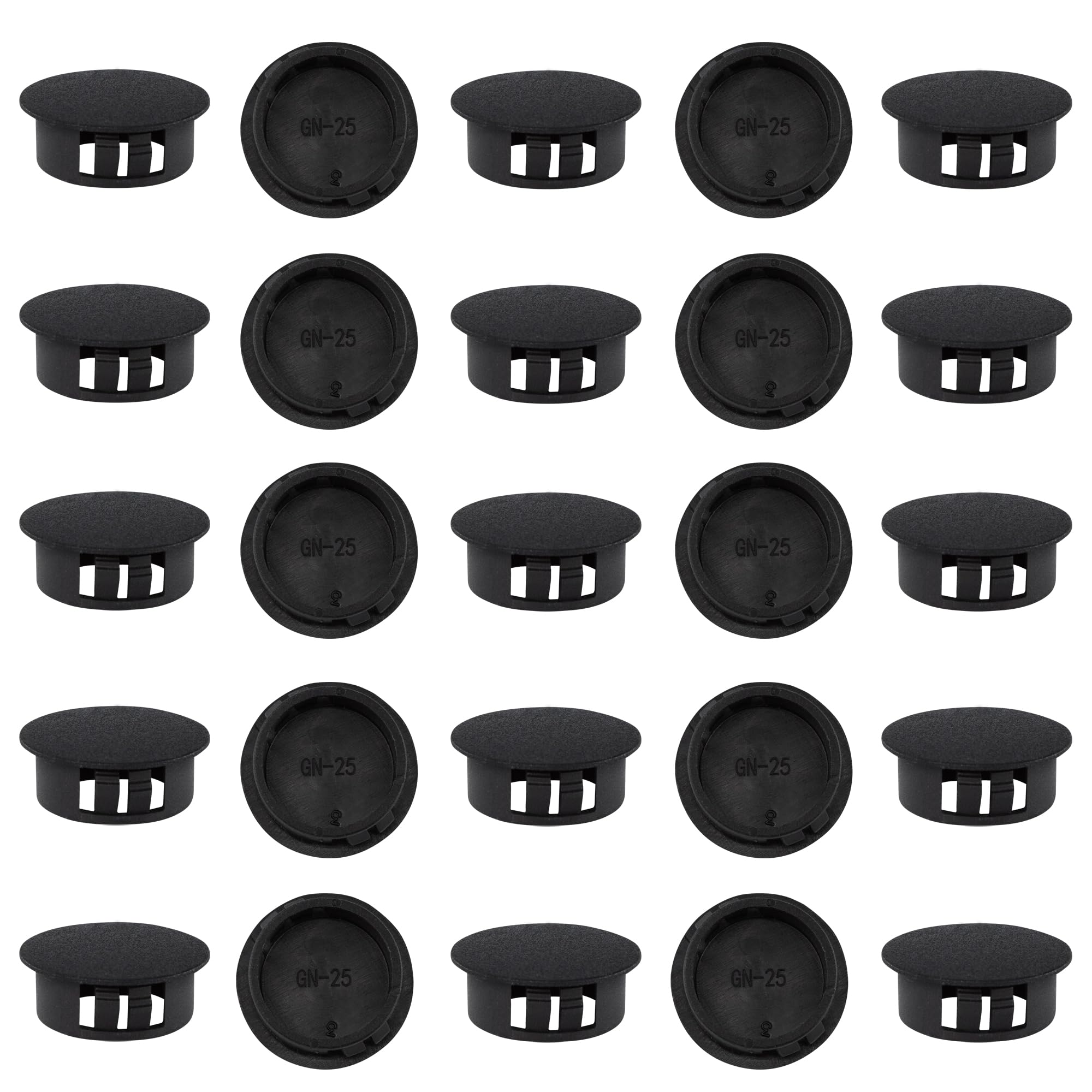 Photo 1 of AUXBC 25PCS 1" Black Nylon Plug, Round Plastic Snap in Locking Hole Plug, Furniture Fence Hole Round Plug Insert End Caps, Furniture Hole Decorative Cover