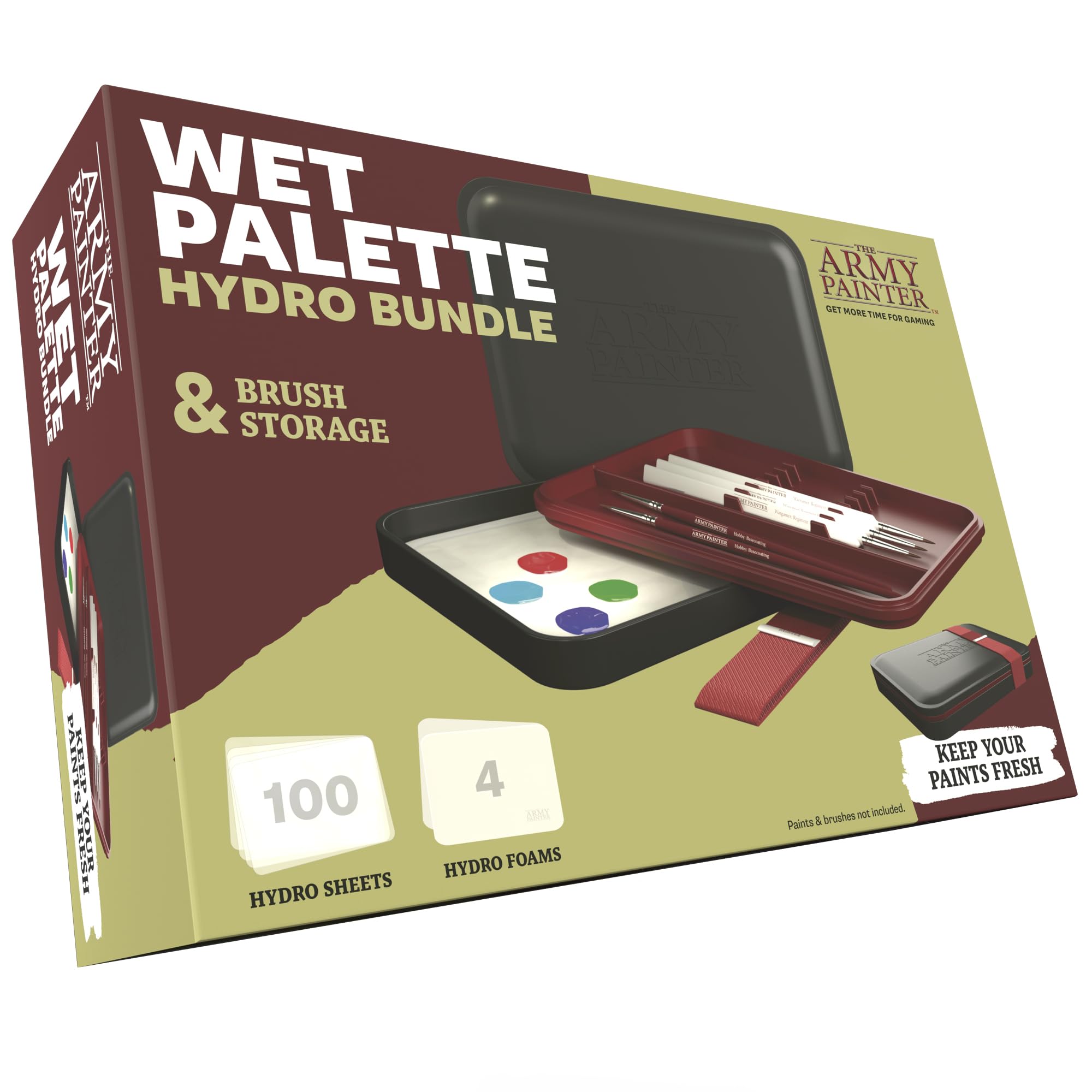 The Army Painter Wet Palette for Acrylic Painting & Hydro Pack Paper Palette Bundle -Premium Wet Palette for Miniatures with 100 Palette Paper Sheets & 4 Wet Palette Sponges -Painting Palette with Lid