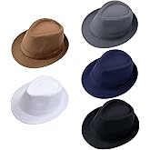 Gionforsy 5 Pack Men Women Fedora Hat 1920s Short Brim Summer Beach Panama Hat