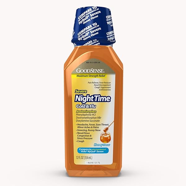 GOODSENSE NIGHTTIME HONEY FLAVOR SEVERE COLD AND FLU...