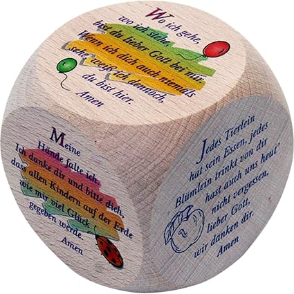 GICO Gebetswürfel Kindergebete - für Kinder und Erwachsene aus Holz- Taufe Kommunion - 5987