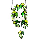 BOXCASA Stained Glass Window Hanging - Handmade Monstera Leaf Suncatcher for Plant Lovers,Plant Gifts for Women,Grandma,Mother's Day,Christmas