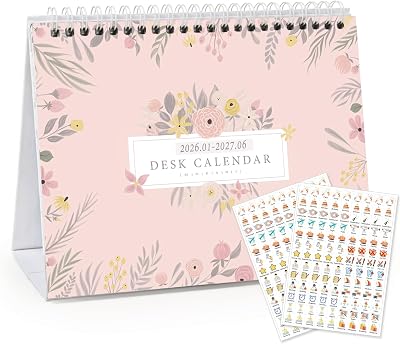 MOKANI Desk Calendar 2026-2027 Small Standing Monthly Planner 8x6 in