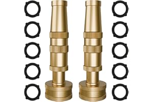 FONTOI Solid Garden Hose Nozzle Brass Hose Water Nozzle, 4" Heavy Duty, Hose Sprayer Nozzle with Adjustable Garden Hose Sprayer, Water High Pressure for Garden Hose 2 Pack