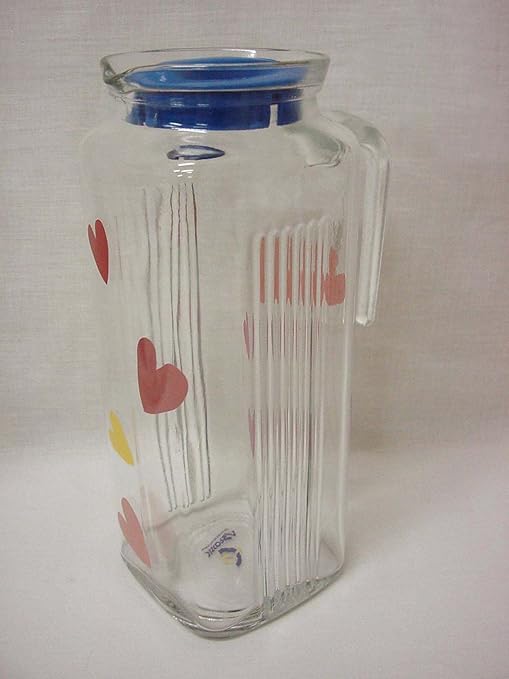 JARRA ZUMO LECHE AGUA NEVERA CRISTAL ESTRECHA TAPA AZUL 1200 ML ...