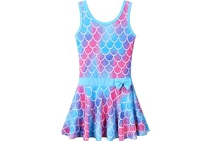 BAOHULU Girls Swimsuit One Piece UPF 50+ Floral Skirted Bathing Suit Modest Beach Swim Dress 3-11 Years