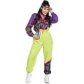 Leg Avenue Womens 2 Pc Rad 80s Tracksuit, Includes Zip-up Tracksuit and Headband