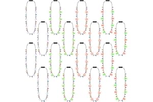 Traplace Christmas Party Favors, Christmas Light Necklace, Xmas Accessories Colorful Bulbs, 3 Modes Light Up Necklace Santa Claus Xmas Trees Snowmen Adults Supplies Decor