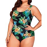 Holipick Womens Plus Size One Piece Swimsuits Tummy Control Bathing Suits Sporty Swimwear