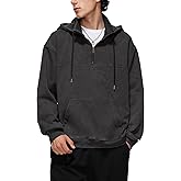 Iwing Mens Oversized Quarter Zip Hoodie Sweatshirt Half Zipper Heavyweight Fleece Hoodies Acid Wash Sweatshirts Women