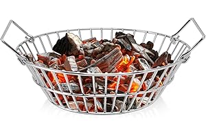 Foedo Charcoal Basket, Stainless Steel Grill Ash Basket Fits for Big Green Egg Large/Kamado Joe Classic, Durable Folding Handle
