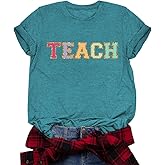 Teacher Shirts for Women Funny Teacher Shirts Vintage Teacher Letter Print Graphic Tshirt Teacher Gifts Top T Shirt