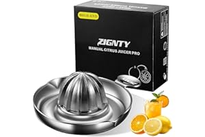 ZIGNTY Lemon Squeezer Stainless Steel, Heavy Duty Manual Hand Juicer, Premium Citrus Reamer Juicer Rotation, Lime Orange Frui