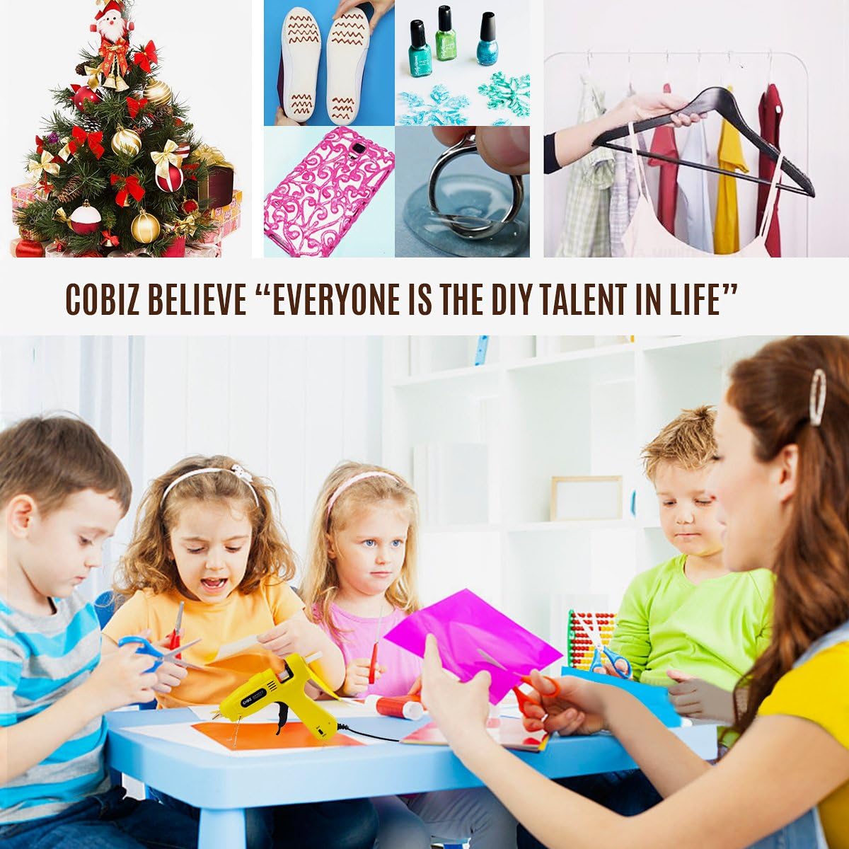 Hot Glue Gun, Cobiz Full Size (Not Mini) 60/100W Dual Power High Temp Heavy Duty Melt Glue Gun Kit with 10 Pcs Premium Glue Sticks(0.43'' x 8") for Arts & Crafts Use,Christmas Decoration/Gifts: Home Improvement