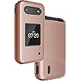 Nakedcellphone Case for Nokia 2760 2780 Flip Phone, Slim Hard Shell Protector Cover with Grid Texture for Tracfone N139DL, TA-1398, TA-1451, TA-1420 - Rose Gold Pink
