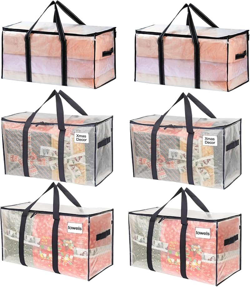 VenO 6 Pack Extra Large Moving Storage Bags with Zips Water-Resistant