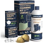 Descaling Kit Compatible with Nespresso Vertuo, 12 Month Supply, 1+12+2PCS | Includes 1 Bottle of Descaling Solution, 12 Cleaning Tablets &amp; 2 Reusable Pods, Cleans Pod Area &amp; Limescale, for Vertuoline