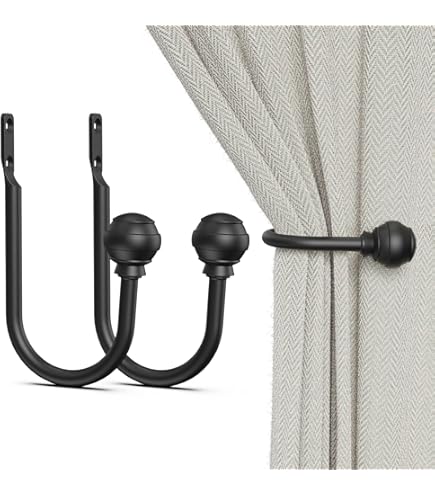 Attaches Magnétiques Pour Rideaux - Lot De 4, Noir, Nickel Et Polyester - Pas De Perçage - 9