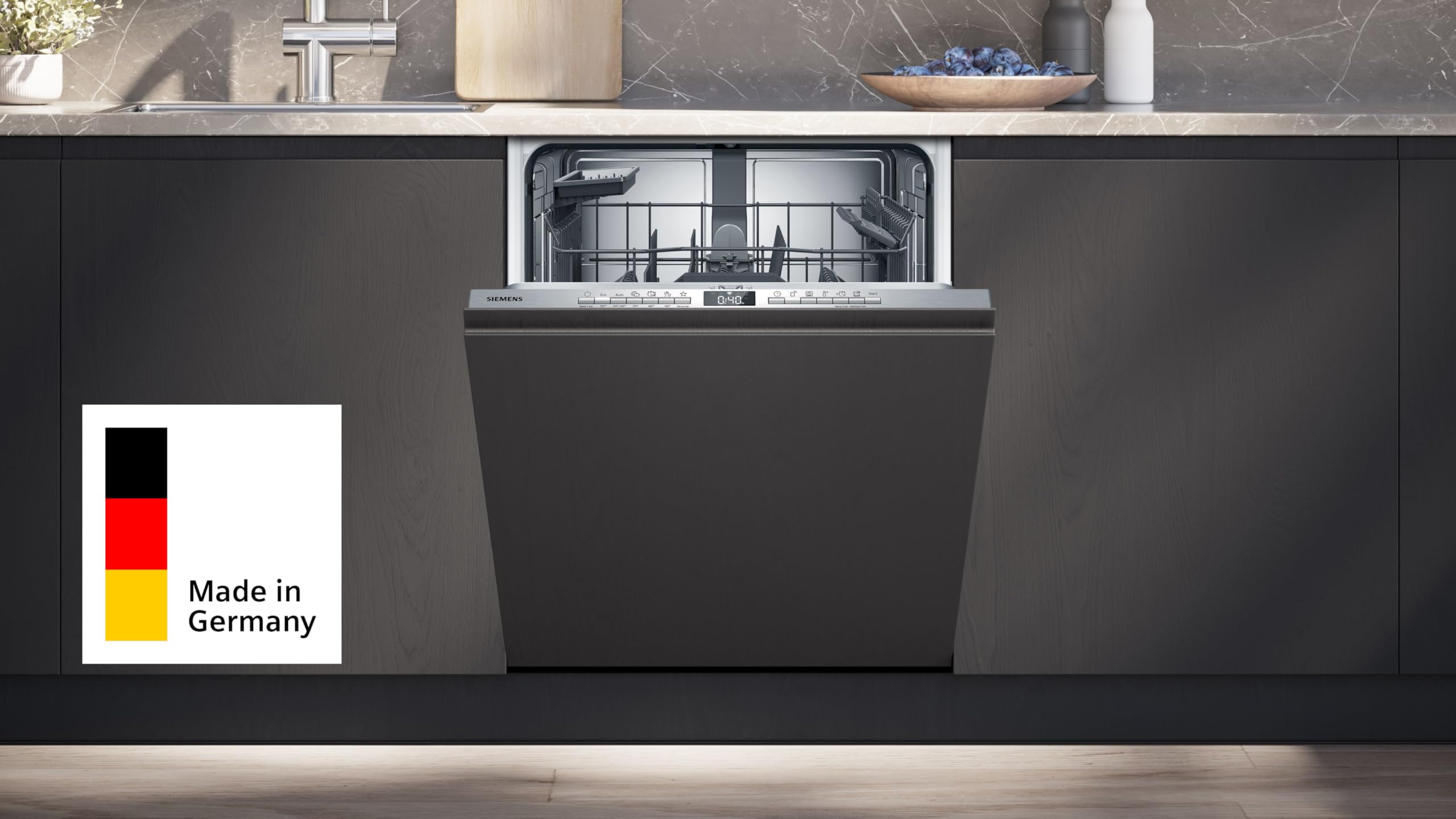 Siemens SN63EX27AE, iQ300, Smarter Geschirrspüler 60 cm Vollintegriert, Made in Germany, Besteckkorb, varioSpeed, automatische Türöffnung, hohe Hygieneleistung, Automatikprogramme, Gebürsteter Stahl 2