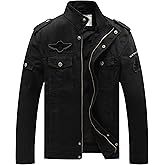 WenVen Men's Casual Canvas Cotton Jacket Warm Winter Coat Lightweight Military Utility Jacket