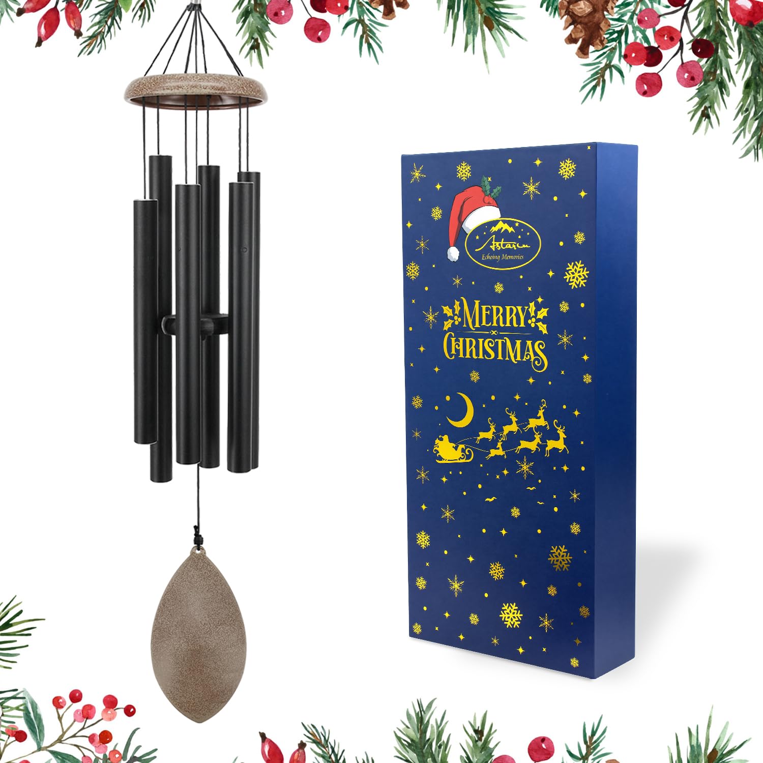 Wind Chimes for Outside, All Metal Tuned Wind Chime Outdoors, Sympathy & Memorial Wind Chimes for Mom Dad, Leaf Design, Box Included Image