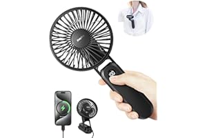 EasyAcc Portable Fan for Travel,Rechargeable Handheld Fan, 5 Speed Ultra Quiet [18H Max Cooling Time] with Backup Power Digital Display Lanyard Neck Foldable Personal Fan Hot Flashes Gift Outdoor