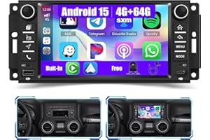 Inefala [4+64GB] Android 15 Car Radio for Jeep Wrangler (2007-2017), Jeep Grand Cherokee (2005-2010), Jeep Compass (2011-2015