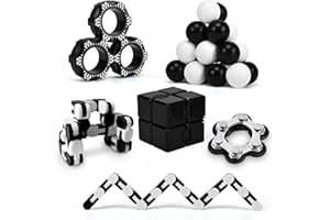 CHESLICR Fidget Toys Adults Stress Relief Sensory Fidgets Ball Wacky Tracks for Kids Teen Cool Gadget Desk Office Anxiety Toy Infinity Cube Figette Ring Flippy Chain for Autism ADHD Valentines Gift for Boy Men