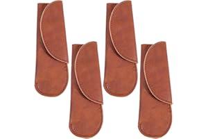 CALFOVERA 4Pcs Leather Pan Handle Holder Brown Rustic Faux Imitation Leather Soft Non Slip Iron Hot Pot Skillet Covers Sleeve