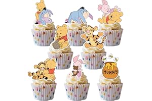 CORODER 48CS Cute Bear Cupcake Toppers For Birthday Party Cupcake Decorations Baby Shower Supplies