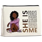 LyoGao African Ameican Black Women Makeup Bag, Inspirational Gift for Afro Girl Friends Sisters Mom