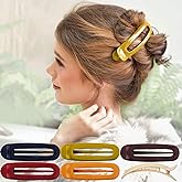 RC ROCHE 6 Pcs Flat Claw Hair Clips for Women Alligator French Barrette Long Thick Hair Duckbill Curved No Slip Grip Lay Flat Side Slide Firm Classic Styling, Medium Classic Multicolor