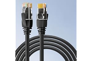 Cat 6 Ethernet Cable - Flat LAN Wire for Indoor Outdoor Use, Supports 10Gbps Speed, Compatible with Router, Modem, Switch, Ga