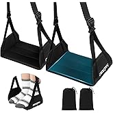 2-Pack Foot Hammock for Plane Travel, No Collapse Thickened Bamboo Airplane Foot Rest with Extended Adjustment Strap, Portable Desk Foot Hammock to Relax Your Feet, Foot Sling Travel Essentials(Black)
