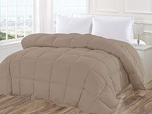 Melange Home 700-Fill Duck Down Cotton Shell Comforter Full/Queen, Simply Taupe