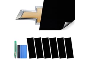 Lypumso Auto Emblem Vinyl Wrap Kit, 6PCS High Gloss Black Compatible with Chevy Bowtie Logo Stickers, Cut Your-Own Universal Vehicle Emblem Overlay DIY Decals (12Inches x 4Inches)